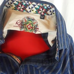 Robert Graham Shirt XL Blue/Stripes & Designs L/S